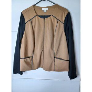 CJ Banks Womens Brown & Black Full Zip With Pockets Jacket Size 1X